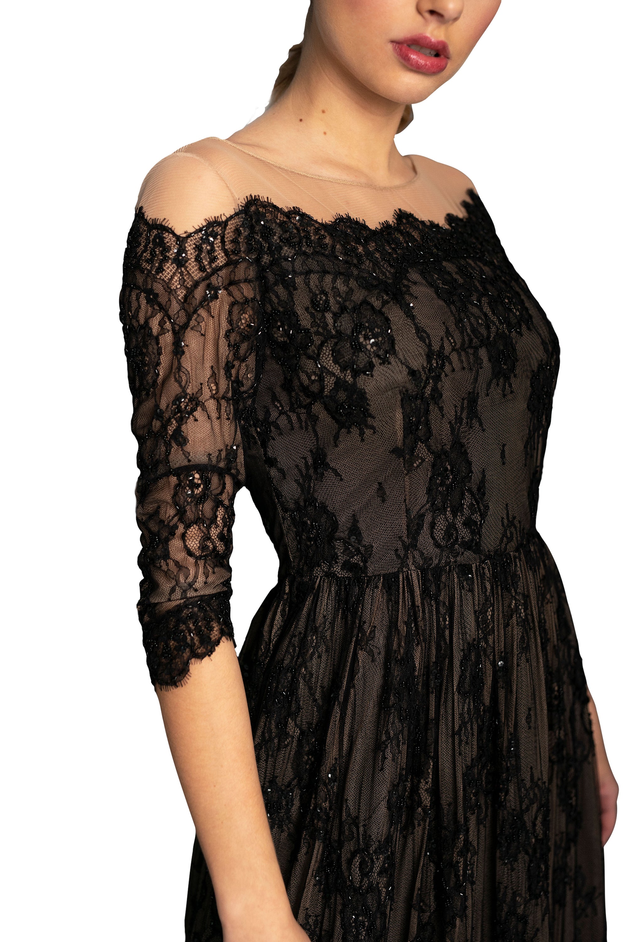 Chantilly Lace Gown For Women | Farah Naz New York