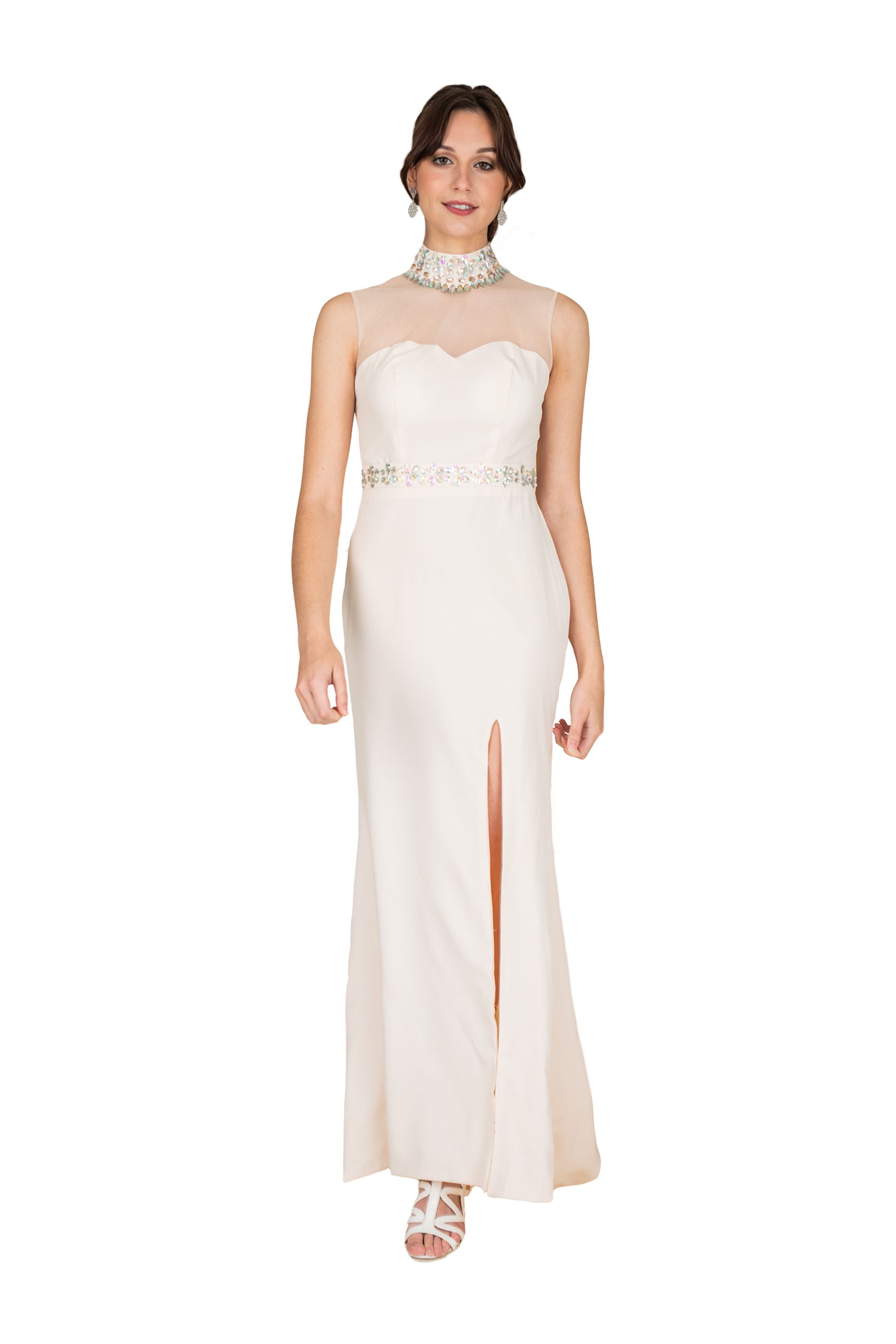 High Neck Floor Length Formal Dress