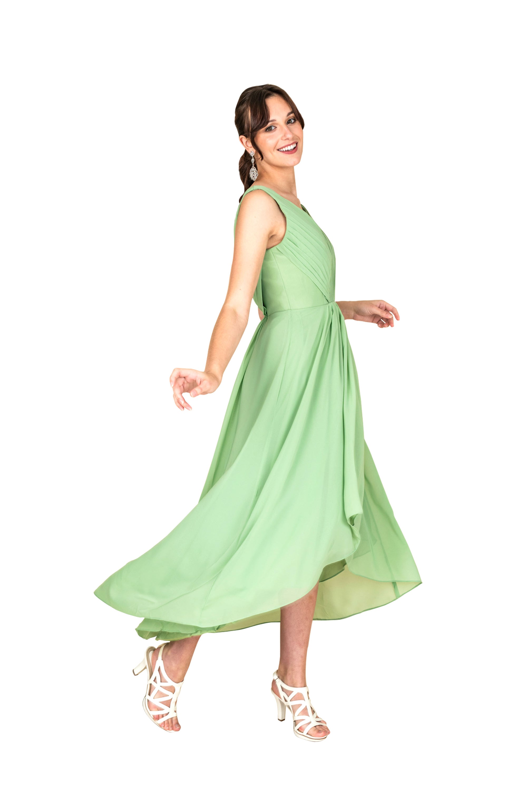 Formal Train Chiffon Midi Dress