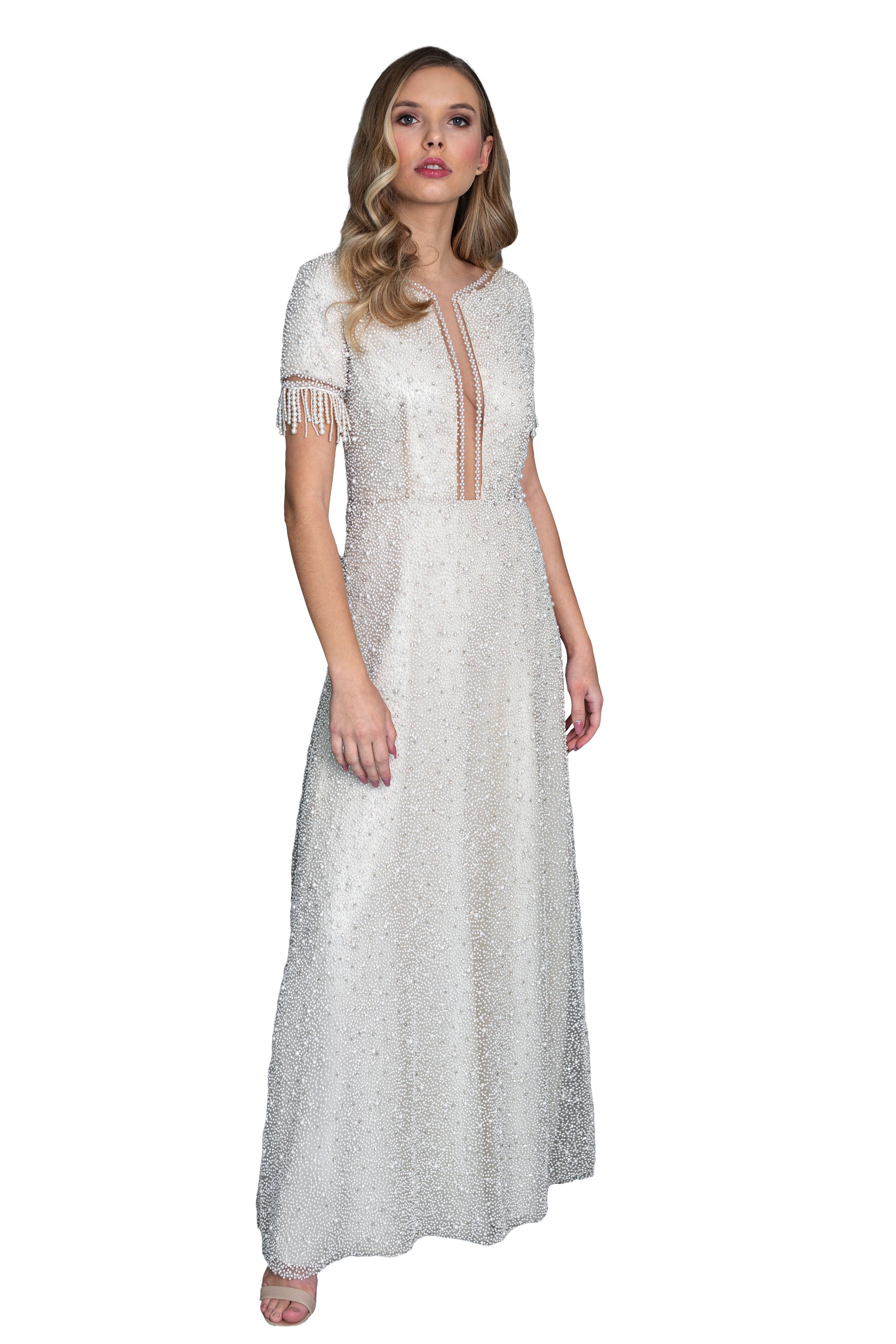 pearl dresses women All-Over Pearl Gown – Timeless Elegance