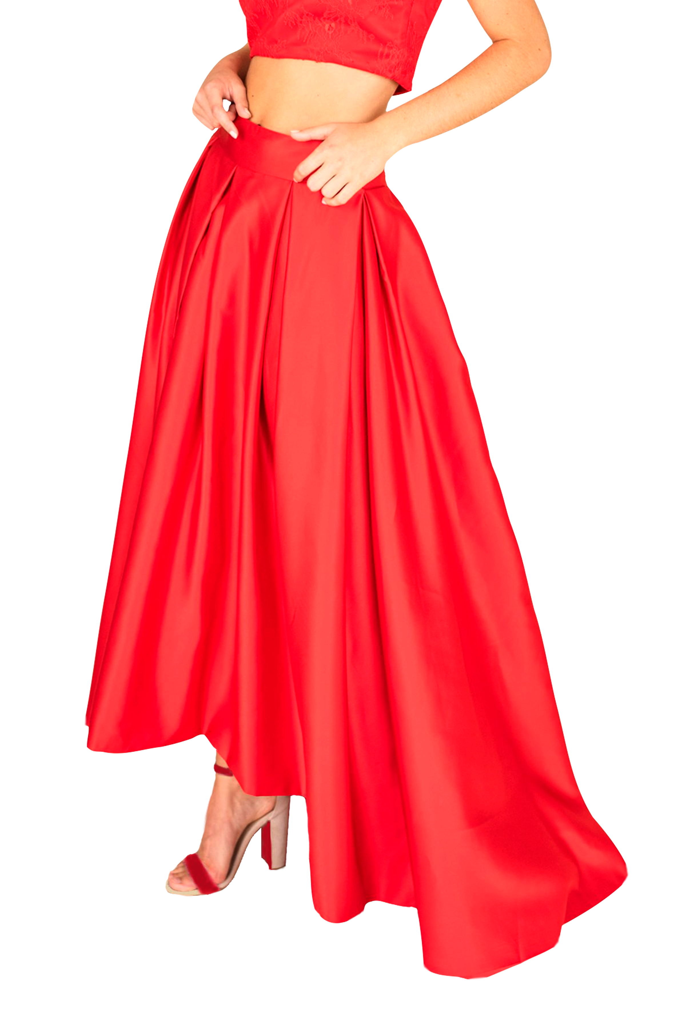 Lace Top & Train Skirt Dress – Elegant 2-Piece Gown