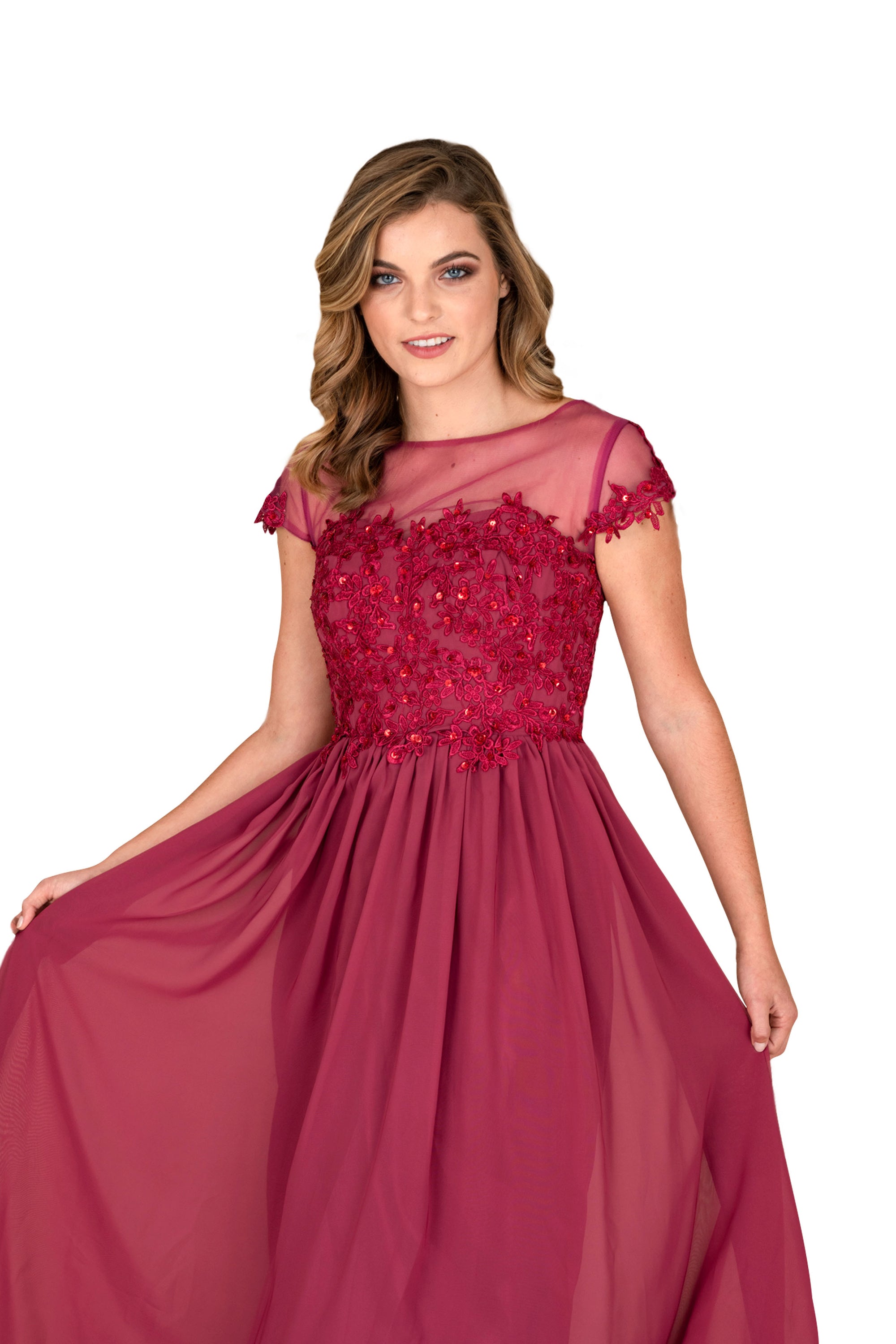 Women Chiffon Flare Formal Gown | Farah Naz New York