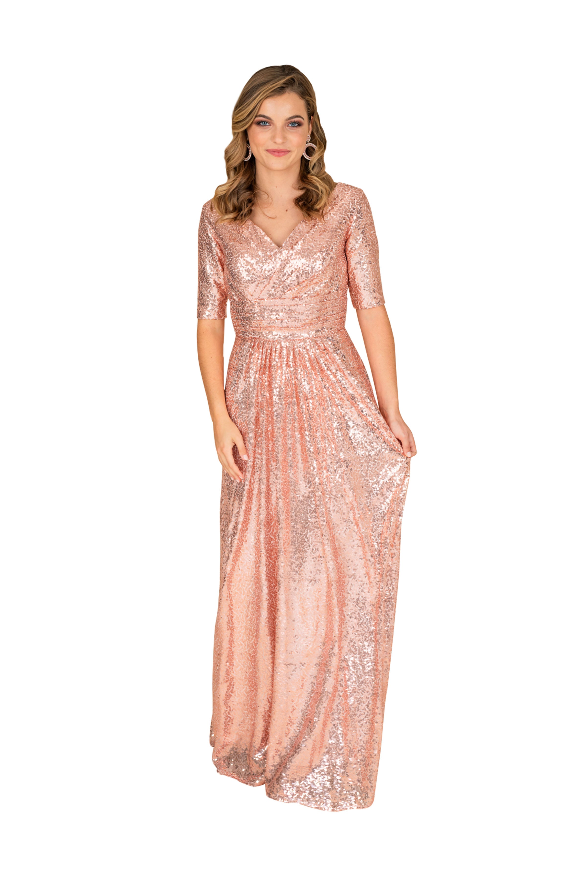 Farah Naz New York Sequin Fit and Flare Gown - Pink - 4 Farah Naz New York Sequin Fit and Flare Gown - Pink - 4