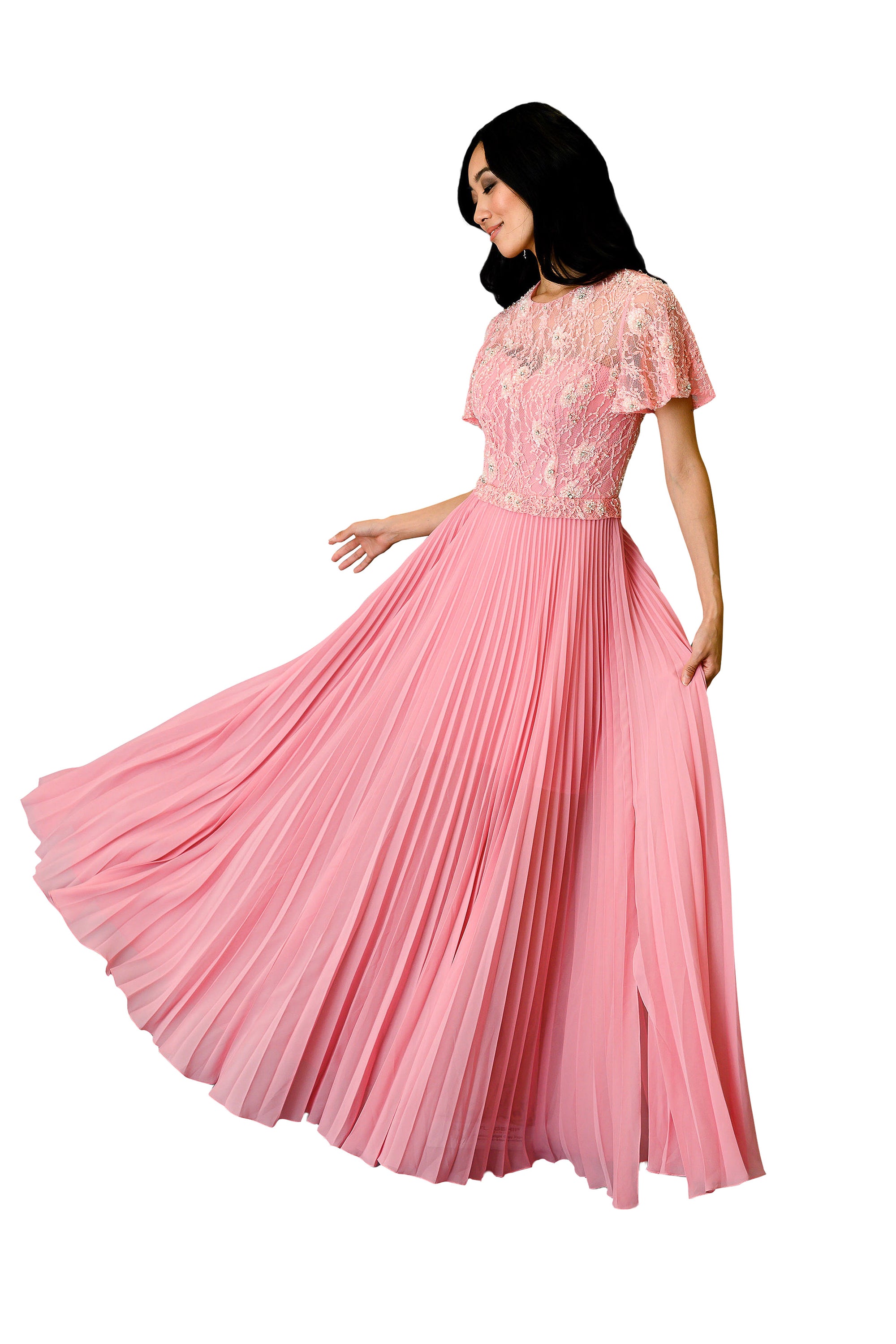 Women's Embroidered Pleated Dress | Farah Naz New York
