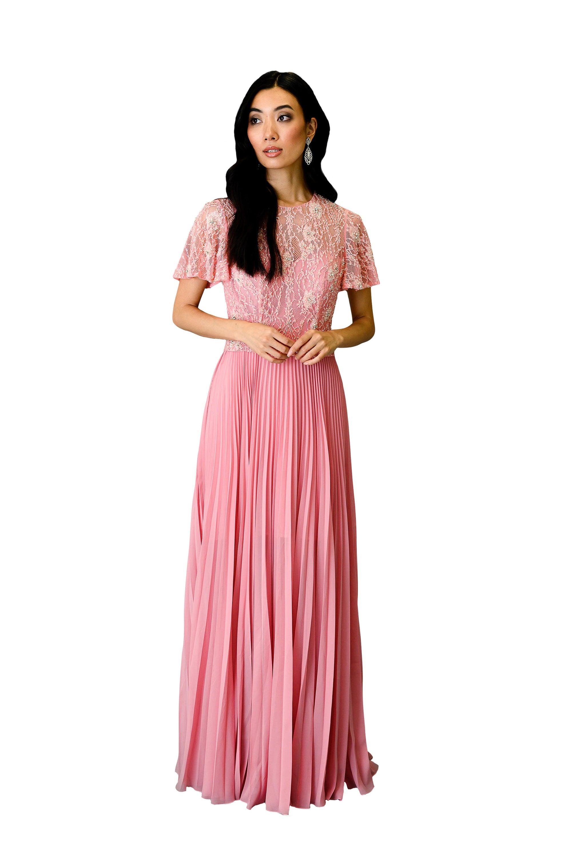 Women's Embroidered Pleated Dress | Farah Naz New York