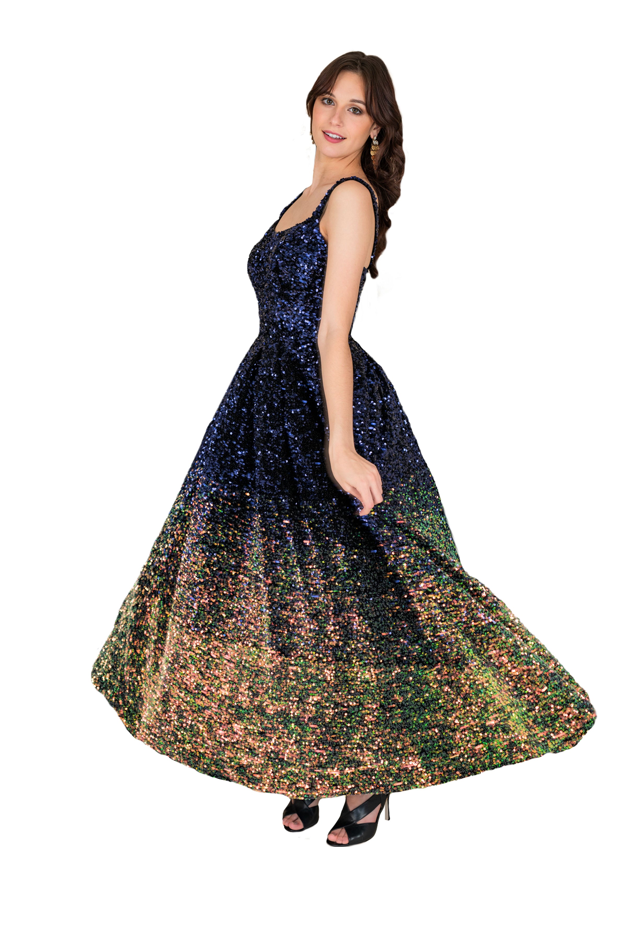 Farah Naz New York Women's Sequins Straps Dress - Blue Farah Naz New York Women's Sequins Straps Dress - Blue