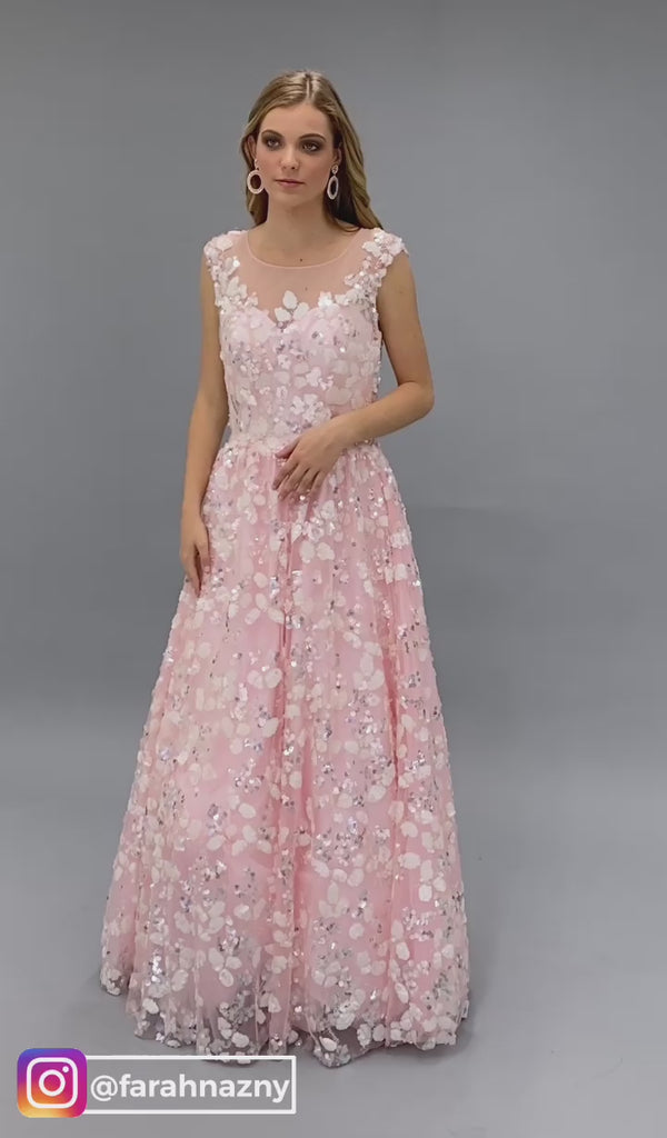 Illusion Neck Floor-length Flare Gown