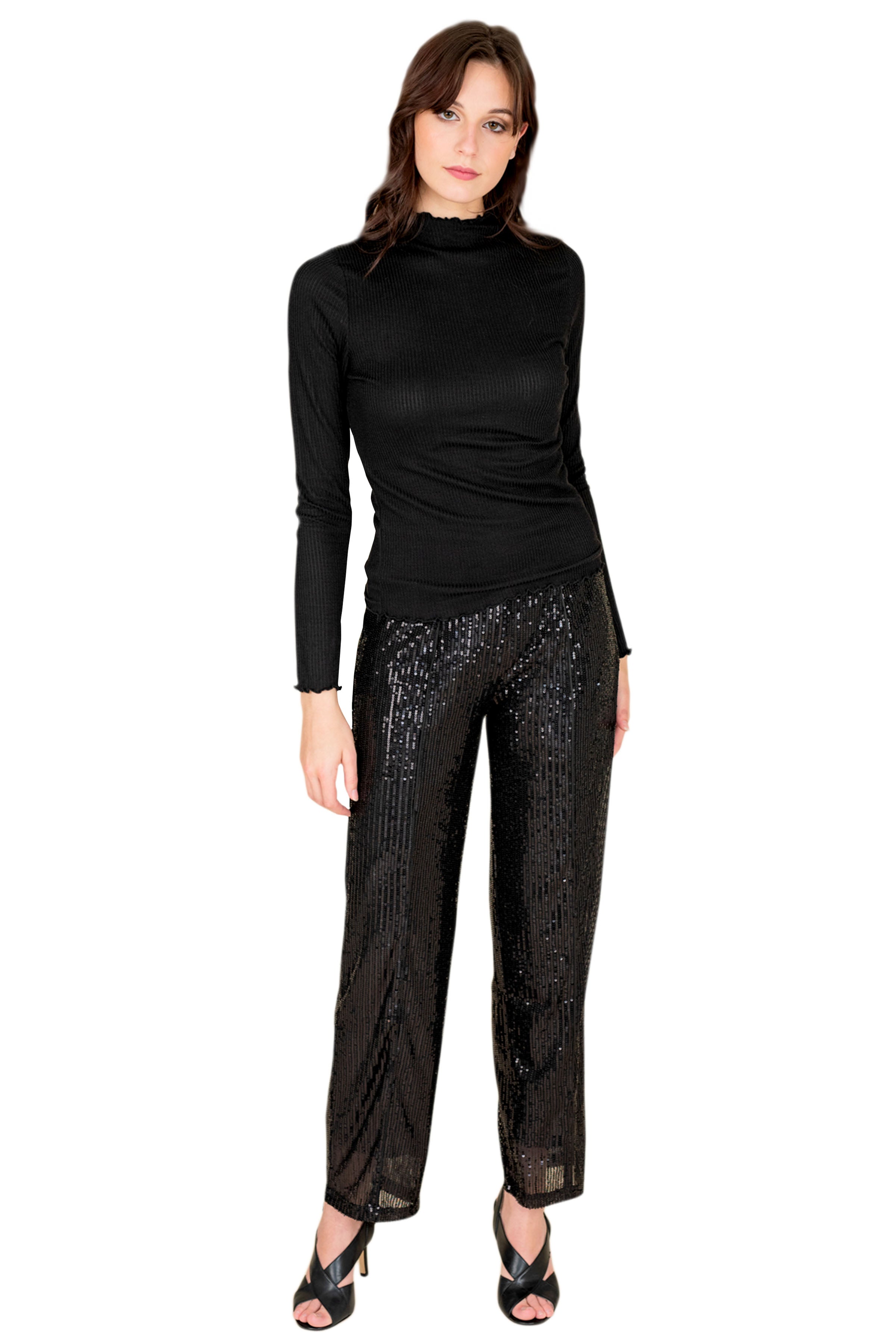 women high-rise sequins pant