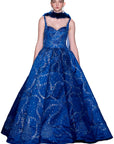 Sapphire Blue Swarovski Crystals Gown