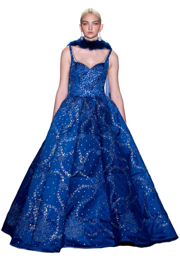 Sapphire Blue Swarovski Crystals Gown