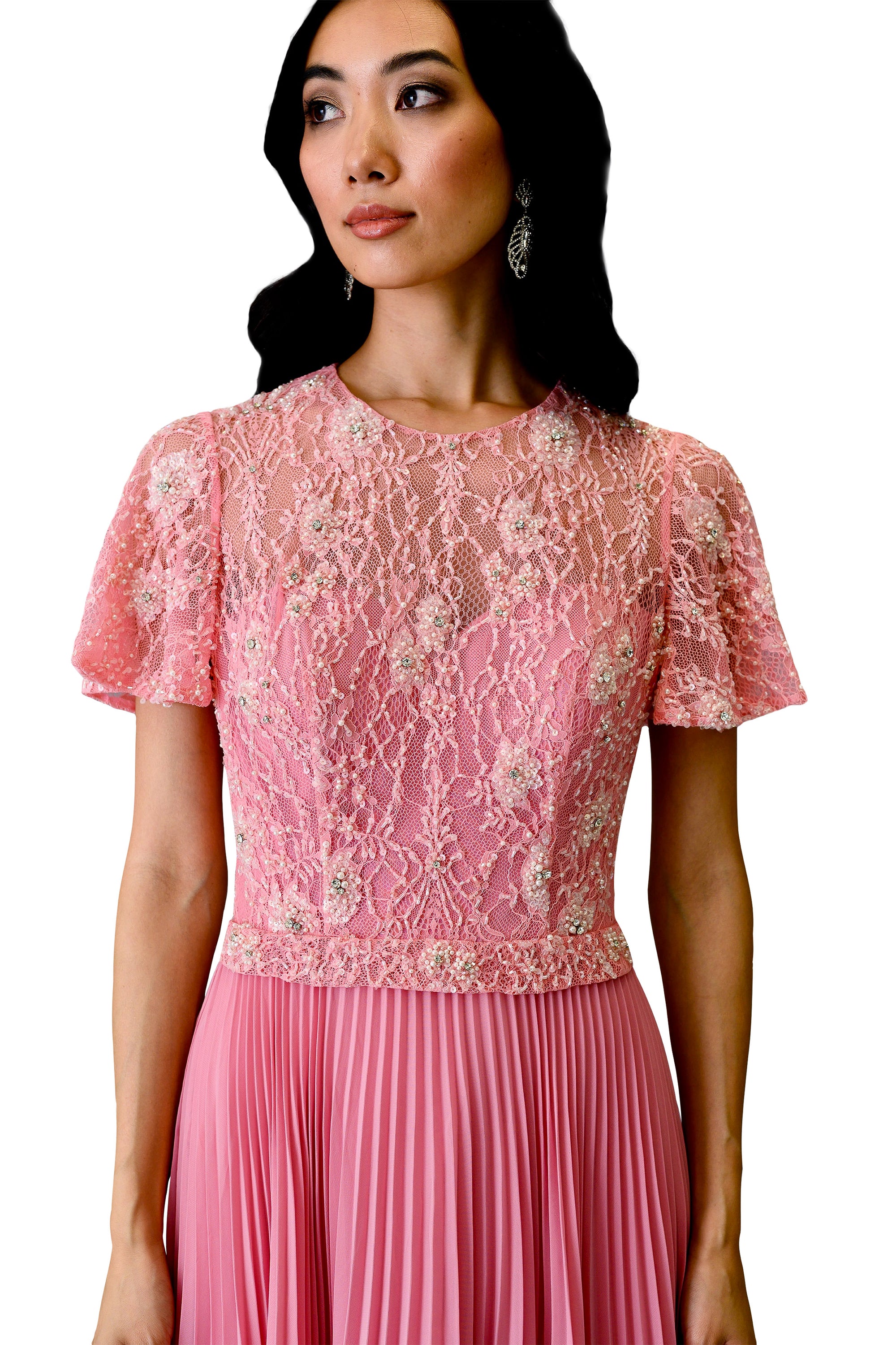 Embroidered Pleated Dress Handcrafted Luxury | Farahnaz NY FARAH NAZ New York Embroidered Pleated Dress Handcrafted Luxury | Farahnaz NY FARAH NAZ New York