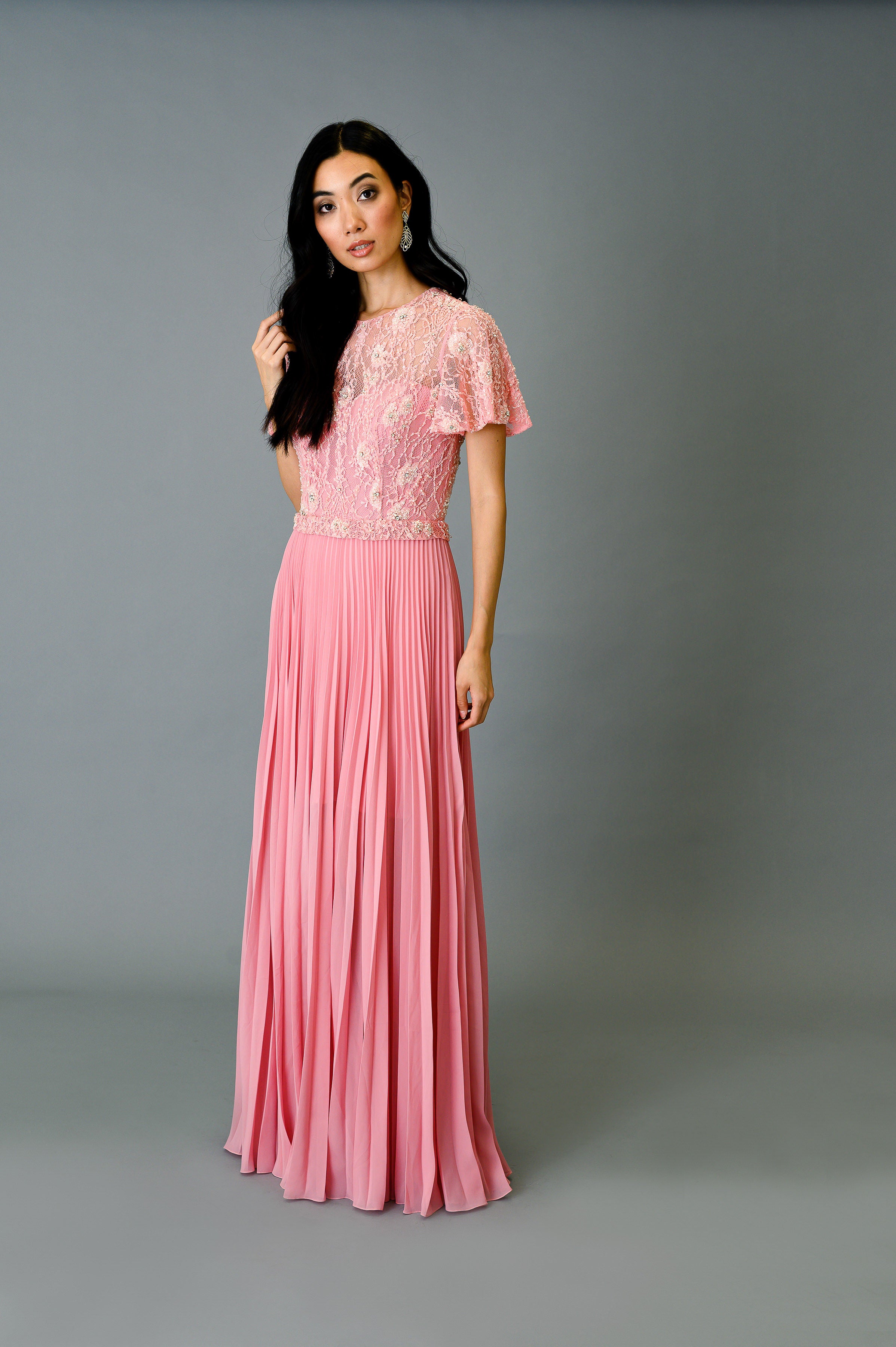 Embroidered Pleated Dress – Handcrafted Luxury | Farahnaz NY