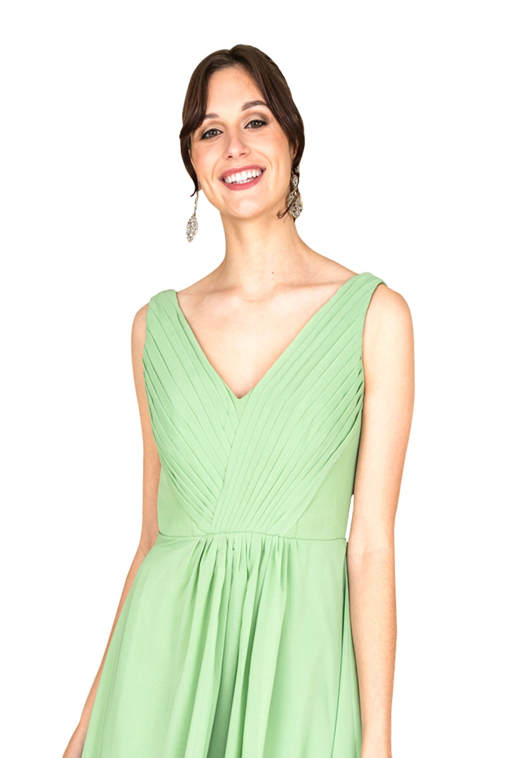 Chiffon Midi Dress with Train - Elegant Formal Gown | Farahnaz NY FARAH NAZ New York Chiffon Midi Dress with Train - Elegant Formal Gown | Farahnaz NY FARAH NAZ New York