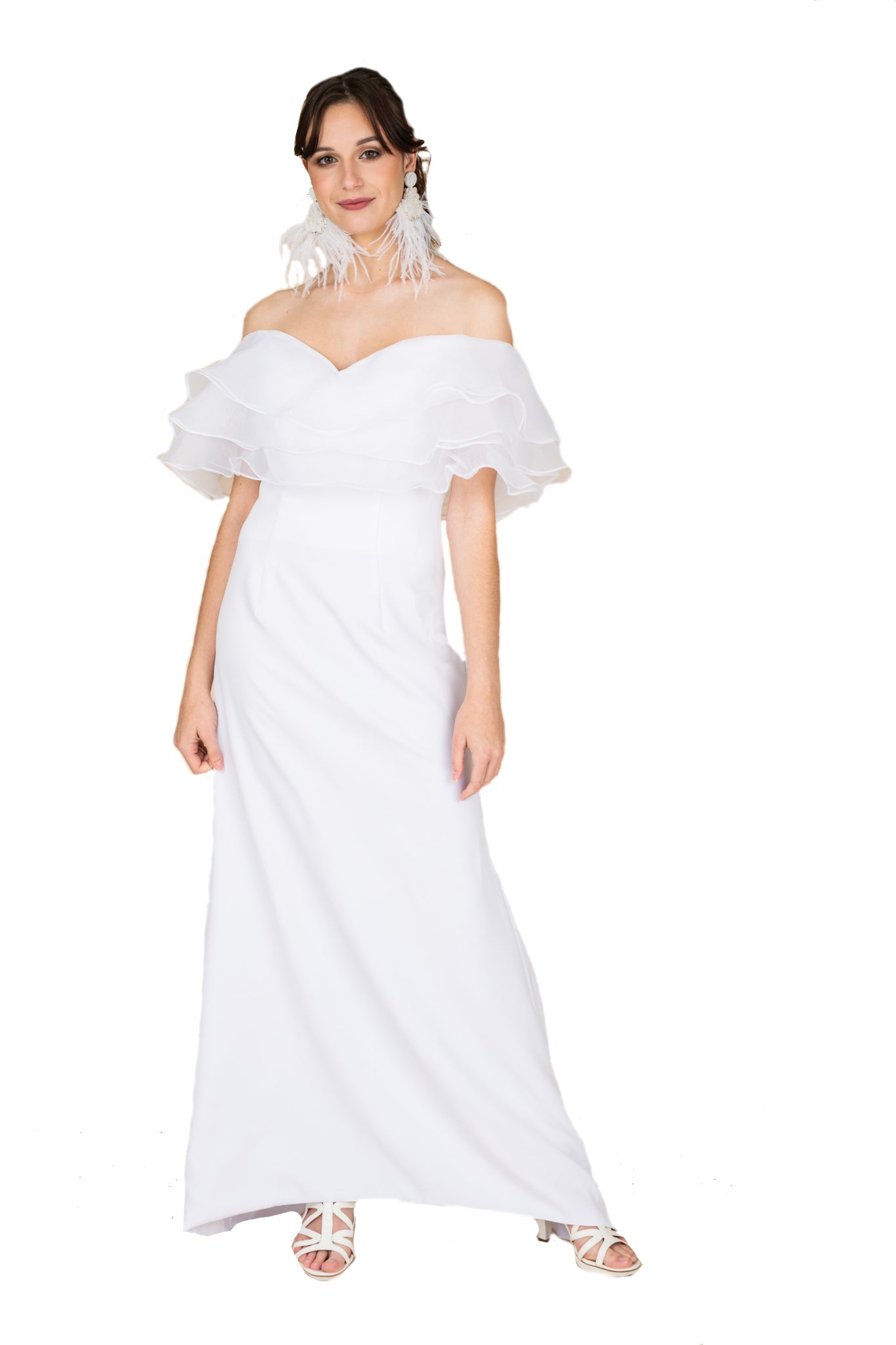 shoulder less bridal gown